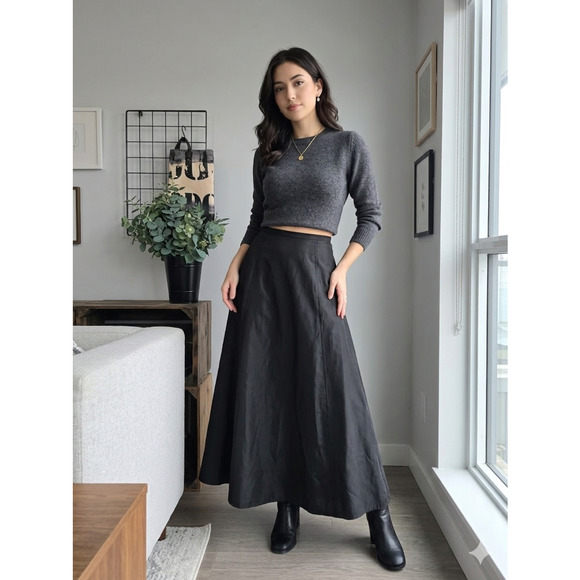 Cache Dresses & Skirts - Vintage Cache Y2K Black Acetate Maxi Skirt Goth Whimsigoth 12